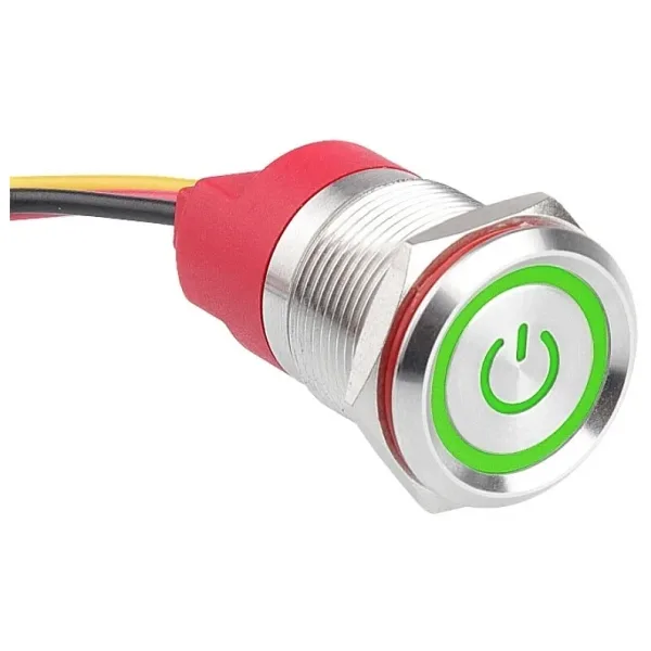 WD19T-P2-EC 19mm Dokunmatik Touch Metal Buton - Yeşil