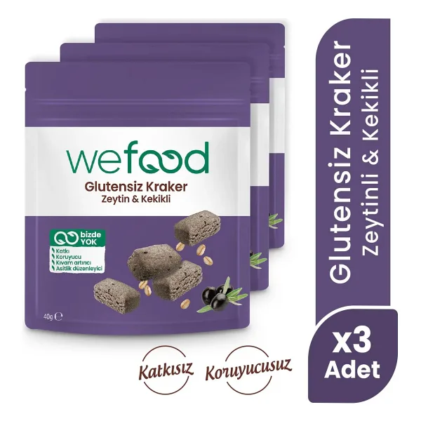 Wefood Glutensiz Zeytinli & Kekikli Kraker 40 g 3'lü