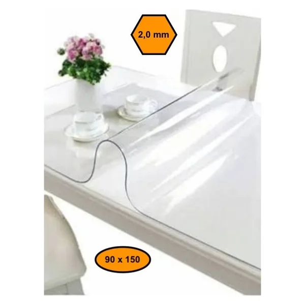 2 mm Pvc Masa Örtüsü, Şeffaf Masa Kaplaması, 90X150