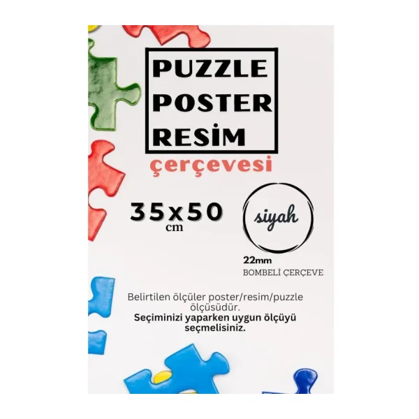 22lik KAHVERENGİ Puzzle Poster Resim Çerçevesi PVCli Postersiz Resimsiz Çerçeve (Siyah, 35x50)