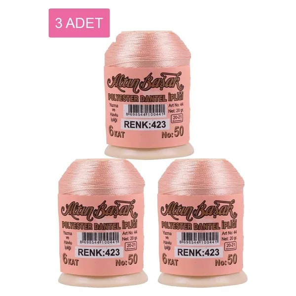 3 Adet Altınbaşak Oya ve Dantel İpi 20 gr - Royaleks - No: 423