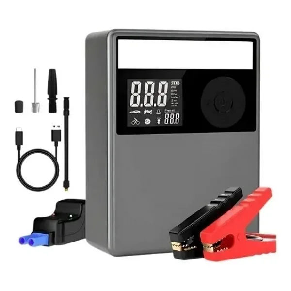 AGA-APJS03 12000mAh Akü Takviye Cihazı + Lastik Şişirme Kompresörlü Taşınabilir Jump Starter