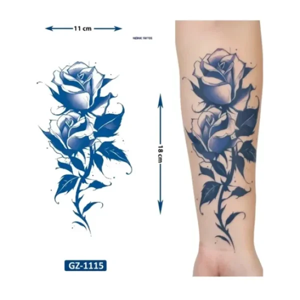 Airbrush Tattoo Gonca Gül 1 Ay Kalıcı Geçici Dövme Yapıştırma Dövme