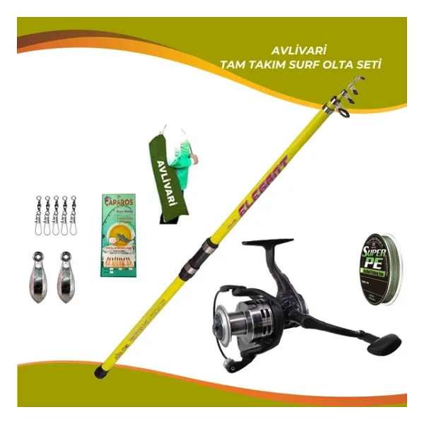 Albastar Elegant 390 Cm100-200 Gr Olta Kamışı - Avlivari Kube 5000 Metal Olta Makinası Tam Takım Kıyı Hobi Olta Seti
