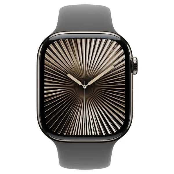 Apple Watch Series 10 GPS + Cellular 46mm Natürel Titanyum Kasa ve Taş Grisi Spor Kordon Akıllı Saat
