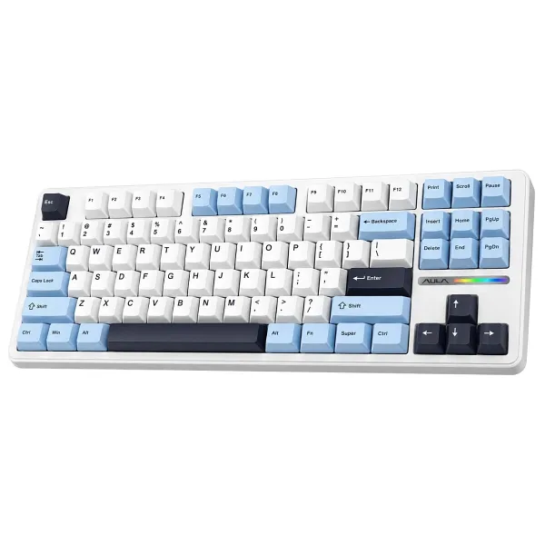 Aula F87 Pro Açık Mavi RGB TKL Graywood V3 Switch Kablolu/Kablosuz Mekanik Oyuncu Klavyesi