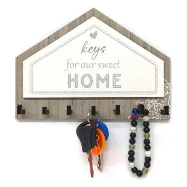 CajuArt Gri Kahverengi Üçgen Keys For Home Askı Anahtarlık Dekor