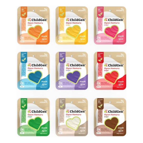 ChildGen Ecopack-Refil Vakkumlu Kartuş Paket 9'lu 125 gr Oyun Hamuru