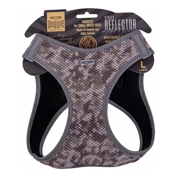 Doggie Havalı Dokuma Reflektör Serisi L 42-48 cm Küçük Irk Köpek Göğüs Tasması