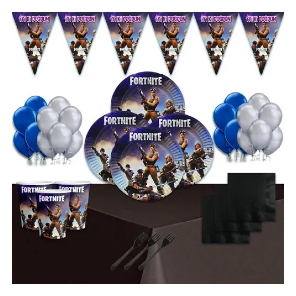doğumgünüparti Kargo Bedava Fortnite Doğum Günü Parti Malzemeleri Süsleri Süsleme Seti 8 Kişilik Fort