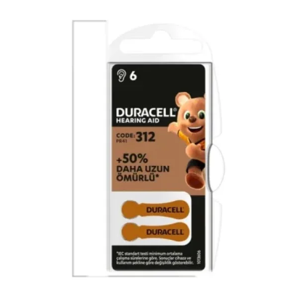 Duracell Activair 312 Numara 6'lı 10 Paket İşitme Cihazı Pili