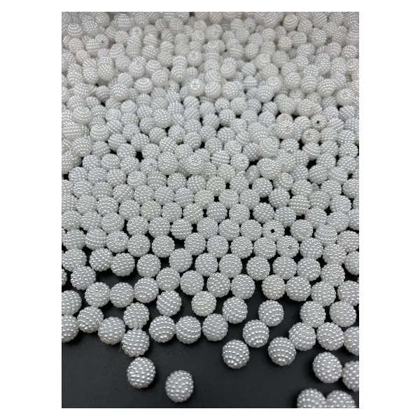 Hedef Bijuteri Parçalı Böğürtlen,100Gr 10mm Beyaz Renk Parçalı Böğürtlen İnci Boncuk,Çanta Boncuğu(~280 Adet)