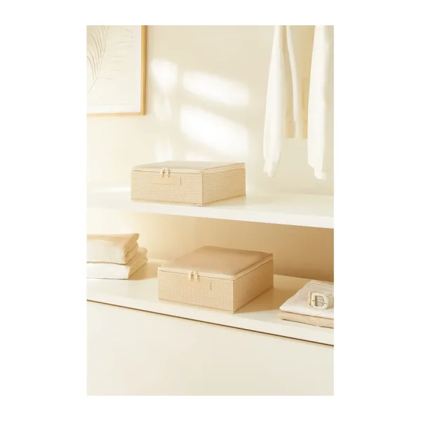 Home Wave 2'li Bej Pötikare Destekli Kutu Hurç Set 31 x 38 x 12 cm
