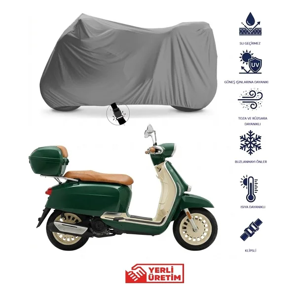 Honda Forza 250 Çantalı Motosiklet Motor Koruma Brandası Miflonlu Premium 4 Mevsim Koruma Gri