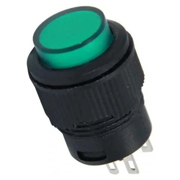 IC-180B 16mm Işıklı Buton Yaylı Yeşil