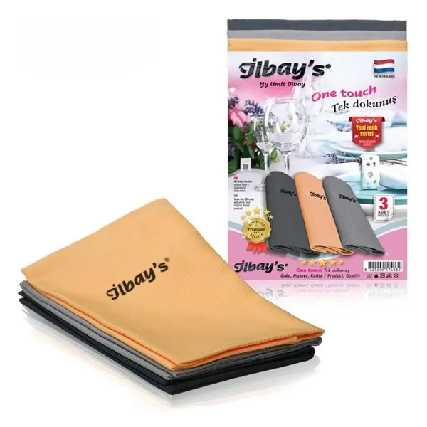 İlbay's Mikrofiber Nakışlı Süper Emici Temizlik Bezi 3'Lü Paket Yeni Renk Serisi - 40X60 Cm.