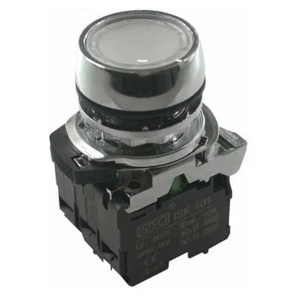 ISM-BW31M5 220V Işıklı Yaylı Metal Buton - Beyaz