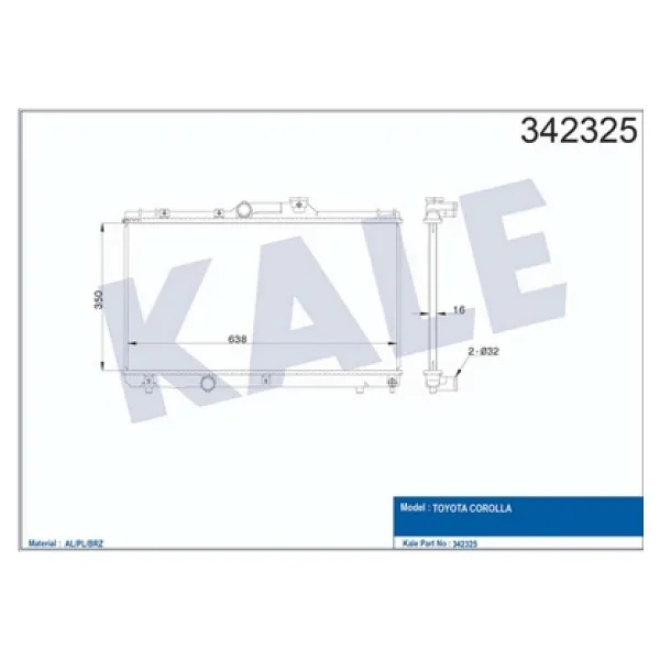 KALE OTO Radyatör 342325 Radyatör Corolla Uyumlu Ae101 Al-Pl-Brz 1.3 1.6 92-00