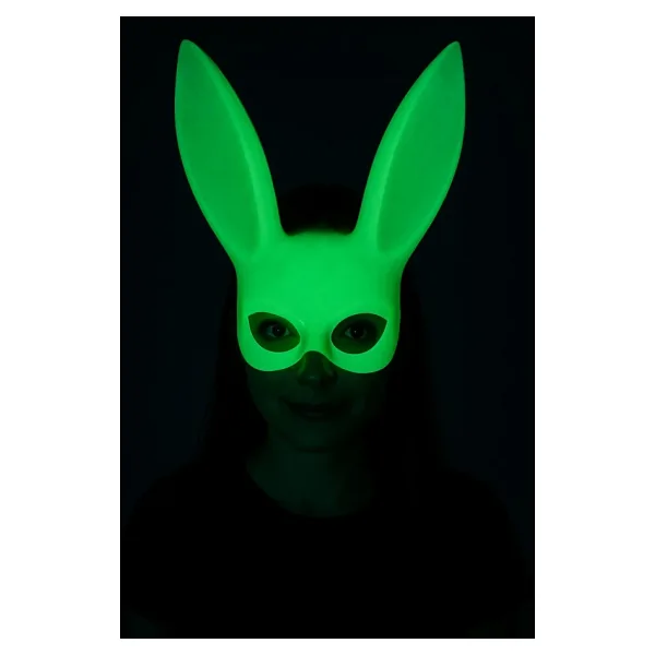 Karanlıkta Parlayan Fosforlu Tavşan Maskesi - Glow Bunny Masquerade Maske (32x22 cm)