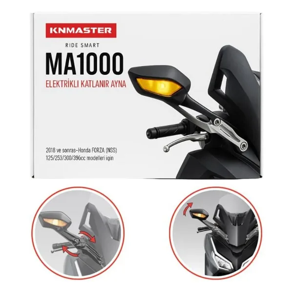 Knmaster MA1000 - Forza Otomatik Katlanır Motosiklet Aynası