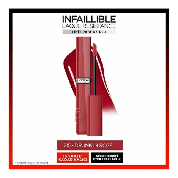 L'Oreal Paris Infaillible Laque Resistance 215 Drunk In Rose Likit Ruj