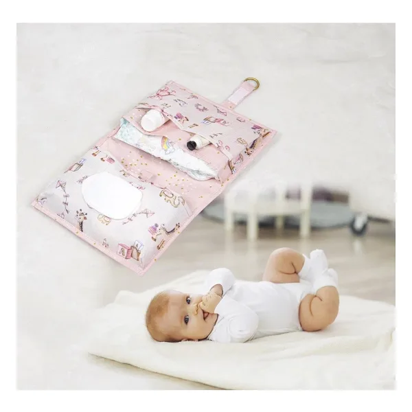 Lisinya Baby Kullanımı Kolay Desenli Alt Bakım Çantası (Pembe) ( Lisinya )