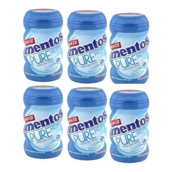 Mentos Fresh Pure Şekersiz Tatlandırıcılı Sakız 6 Adet X 90 G - Nane Aromalı