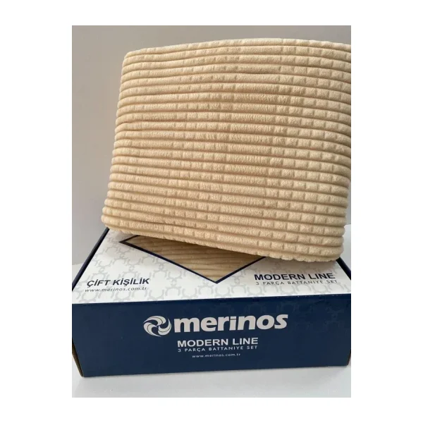 Merinos Modern Line Bej 150x220 cm Tek Kişilik Battaniye Seti