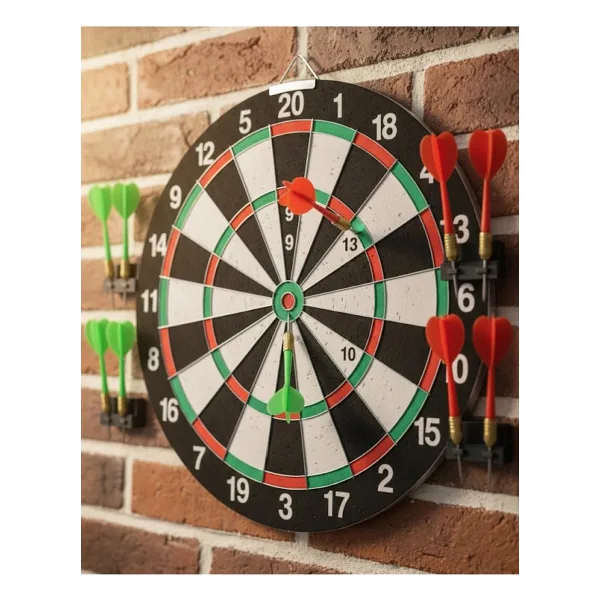 Mey İthalat 12 İnç Dart Tahtası 4 Adet Metal Uçlu Dart Oku Kolay Montajlı