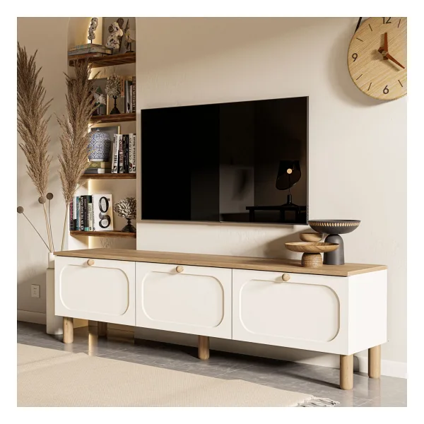 Mezza 1280 Monza 180 Cm (membran Mdf Kapaklı) Bohem Tv Ünitesi Sepet-beyaz Meşe