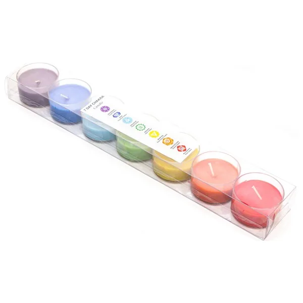 Missi 7 Chakra Meditasyon Kristal Kap İçi Renkli Mum Seti (Large) - Renkli - 1 Adet