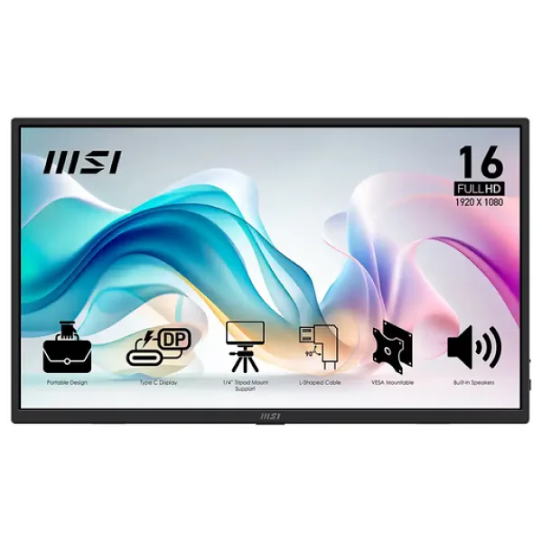 MSI PRO MP165 E6 15.6" 4 ms Full HD IPS 60 Hz Taşınabilir Monitör