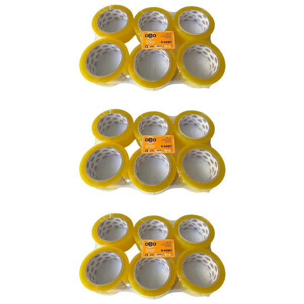 Otto Bant Şeffaf Koli Bandı Bantı / 45 mm x 100 Metre / 6 Adetlik 3 Paket