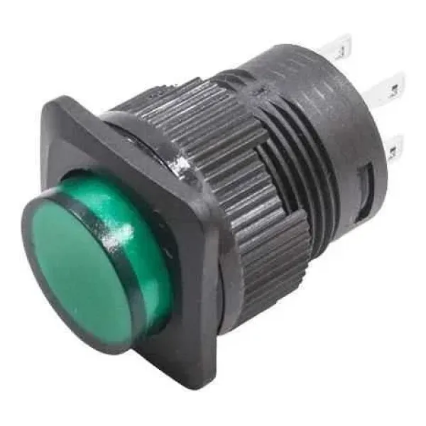 RL16-504A 16MM Plastik 4 Pin Anahtarlı Buton Yeşil