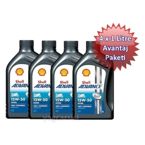 Shell Advance Ultra 15W-50 4T 1 lt 4'lü Motosiklet Yağı