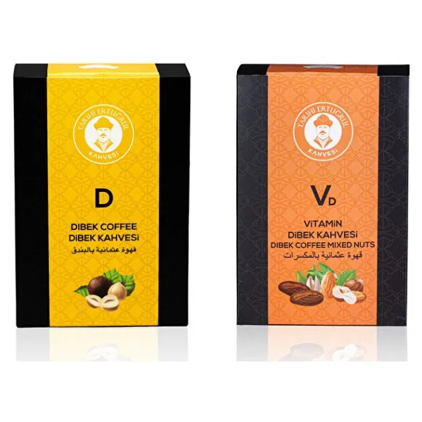 Tarihi Ertuğrul Kahvesi Dibek Kahvesi Kutu 200 gr & Vitamin Dibek Kahvesi Kutu 200 gr x 2'li Set - Türk Kahvesi
