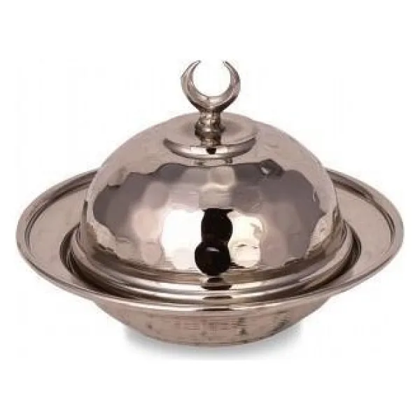 Turna Bakır Saka Yuvarlak Lokumluk 9 Cm El Dövme Nikel Turna5852-2