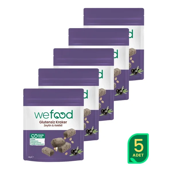 Wefood Glutensiz Zeytinli & Kekikli Kraker 40 g 5'li