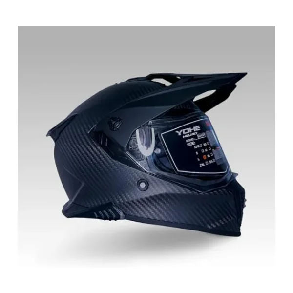 YOHE FG601 Kask Karbon Full Face Motosiklet Mat Siyah Çift Vizör UV Bluetooth Yuvalı ECE 22.06 MIPS (L)