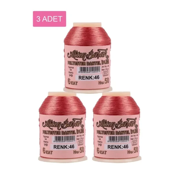 3 Adet Altınbaşak Oya ve Dantel İpi 20 gr - Royaleks - No: 046
