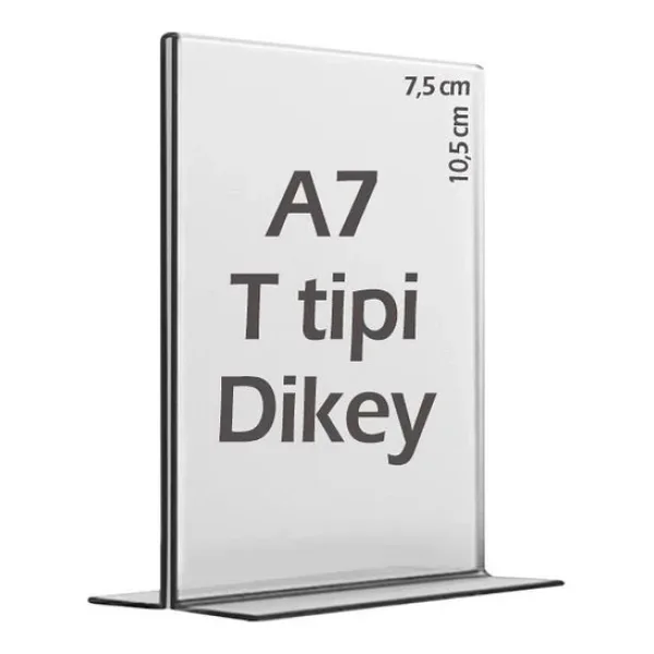 A7 T-Tipi Dikey Şeffaf Föylük Menü Broşür Etiket Fotoğraflık Albüm Stand Sehpa