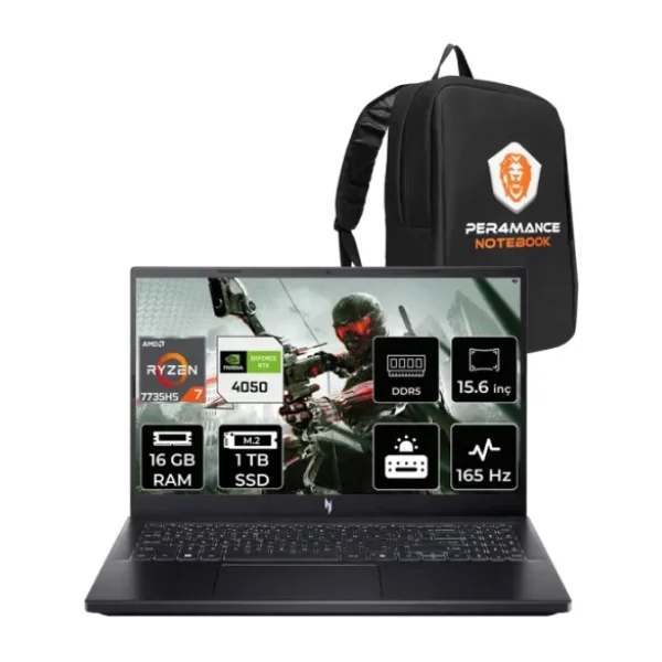 ACER Nitro V15 R7 7735HS 16GB 1TB SSD RTX4050/6GB 75W 15.6'' FHD 165Hz FDOS Gaming Laptop & ÇANTA