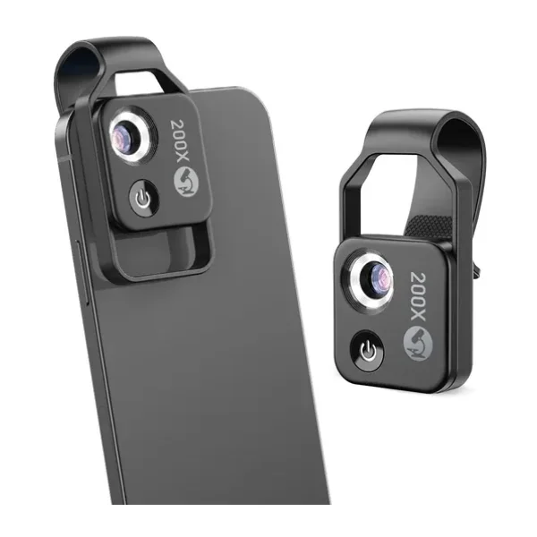 Apexel 200x Büyütmeli Mobil Mikroskop Telefon Lensi LED Işıklı Portatif Tak Çalıştır Polarize Filtreli