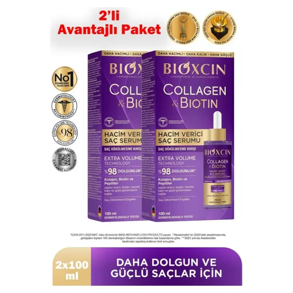 Bioxcin Collagen Biotin Hacim Veren 100 ml 2 Adet Saç Serumu