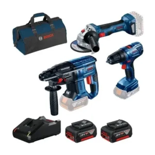 Bosch GBH 180-Li + GSR 180-Li + GWS 180-Li + Raf Bag Takım Çantalı 2x4 Ah Akülü Elektrikli El Aletleri Seti