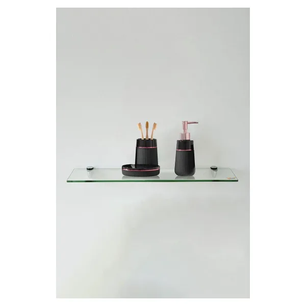 Cam Dolap Cam Etejer Rafı - Cam Raf - Banyo Rafı - Duvar Rafı - Mutfak Rafı 12x50cm Temperli Şeffaf Cam