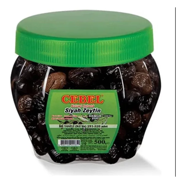 Cebel Siyah Zeytin İri Taneli 291-320 Pet 500gr