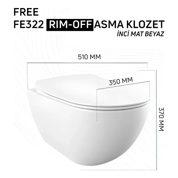 Creavit Free Rim-Off FE322-00MB00E Mat Beyaz Asma Klozet