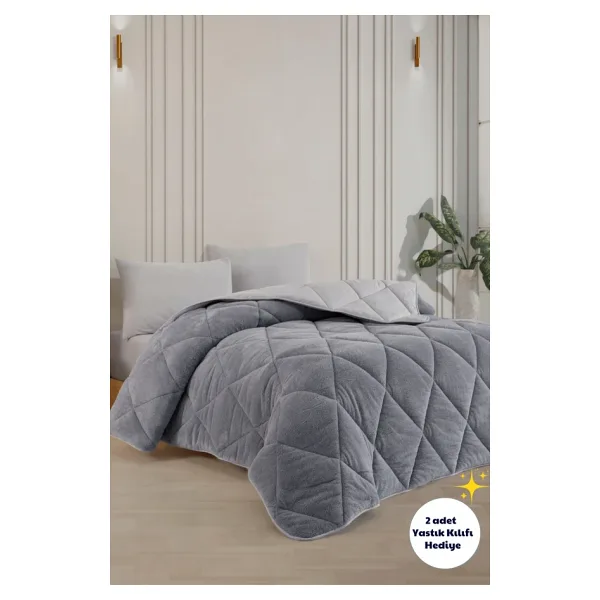 Formeya Lüx Gri 220x240 cm Çift Taraflı Welsoft Battal Boy Yorgan