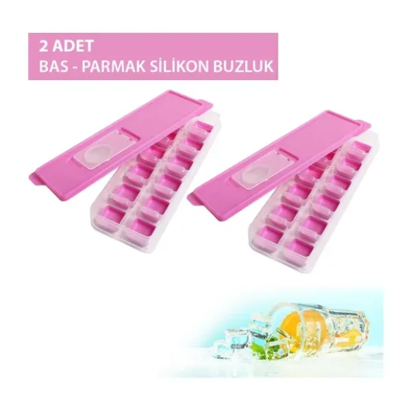 Gondol Yapışmaz Silikon Bas Çıkar Buzluk Küp Şekilli Buz Kalıbı Pembe Renk 2 Adet